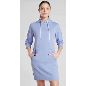 Athleta Sundown Hoodie Dress Medium Periwinkle Blue Athleisure Lounge Casual